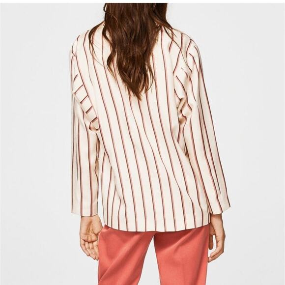 NWOT Mango Suit Cream Striped Boyfriend Blazer Size Small - Picture 2 of 7